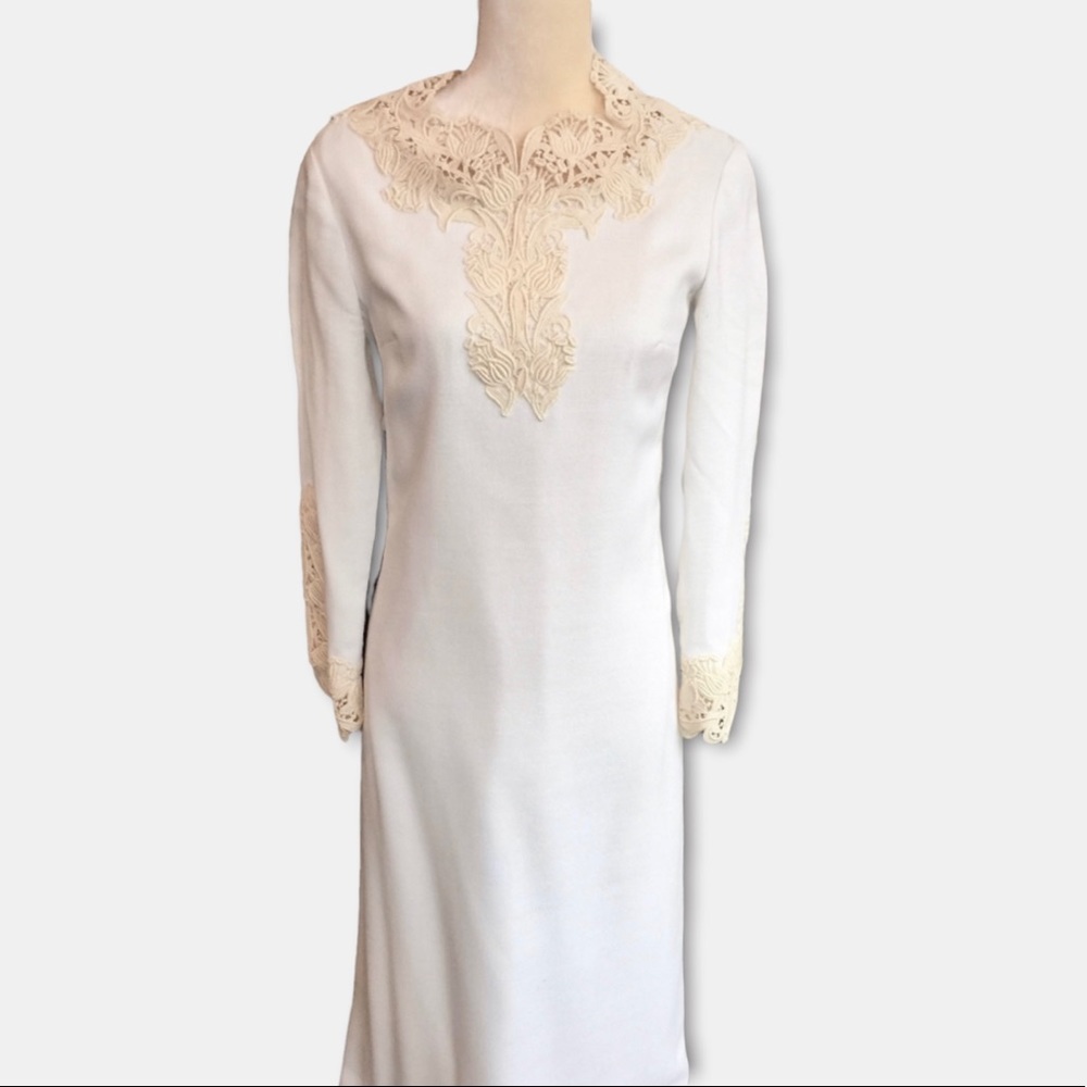 Vintage Wedding Sheath Dress with Detachable Train Sz 0